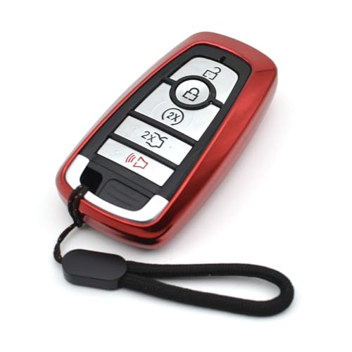 MECHCOS Fit for Ford Edge Mustang Explorer Bronco Escape Expedition Maverick F-150 Lightning F-250 F-350 F-450 F-550 Super Duty F-650 F-750 Red TPU Key Fob Cover Case Holder Protector Accessories - Image 1
