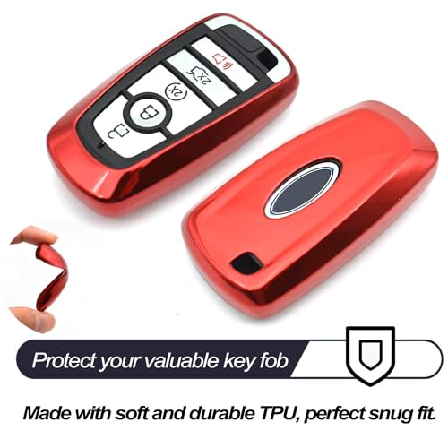 MECHCOS Fit for Ford Edge Mustang Explorer Bronco Escape Expedition Maverick F-150 Lightning F-250 F-350 F-450 F-550 Super Duty F-650 F-750 Red TPU Key Fob Cover Case Holder Protector Accessories - Image 3