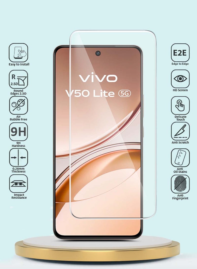 GMAX vivo V50 Lite 4G 2025 GMAX Premium Series Curved Edges 9H 2.5D Tempered Glass Screen Protector - Clear - Image 2