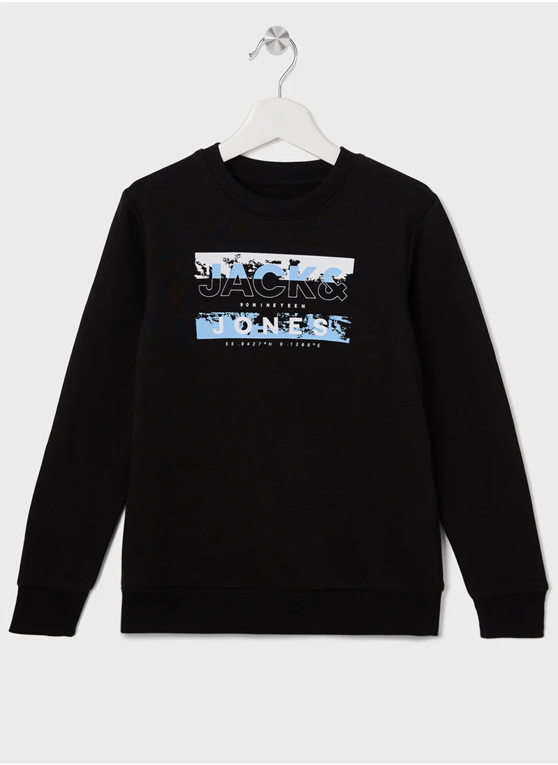 جاك وجونز جونيور Kids Graphic Print Crew Neck Sweatshirt