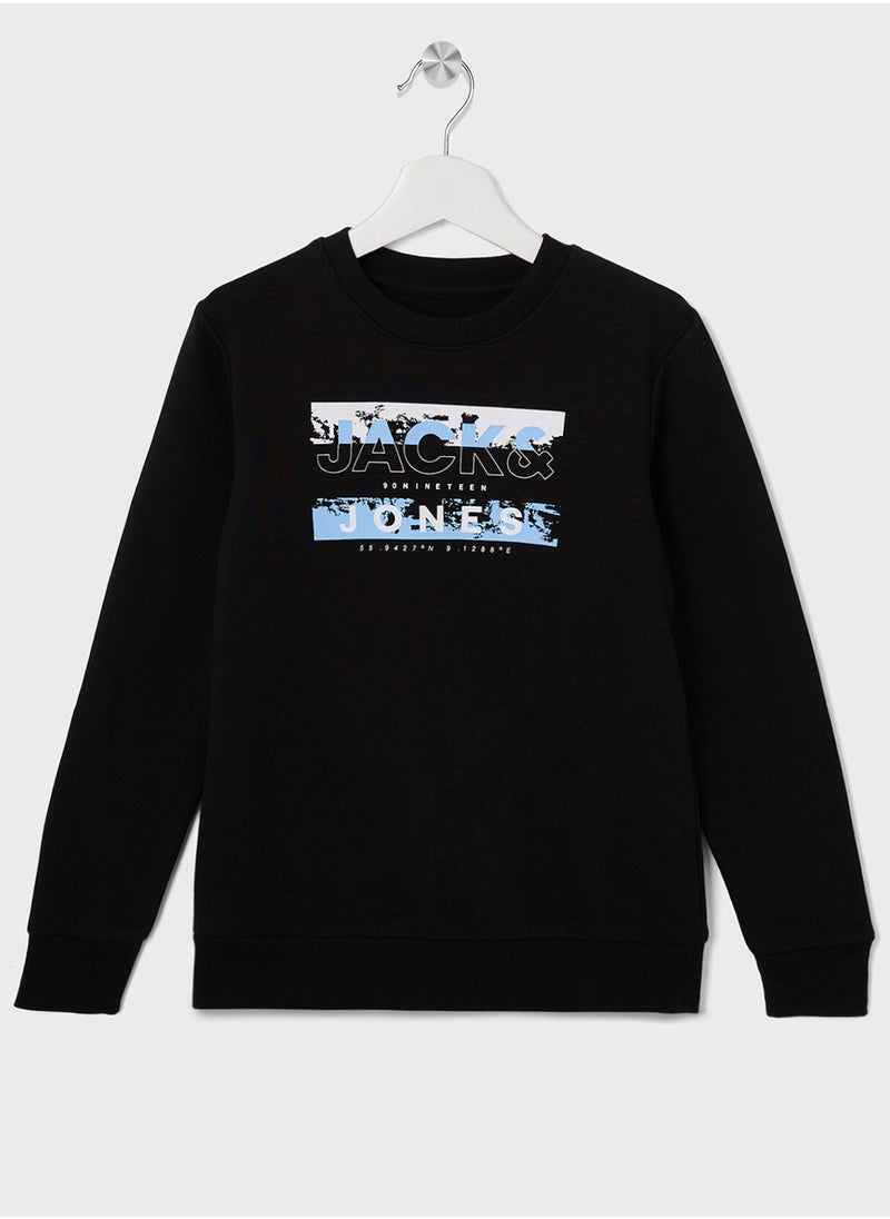 Jack & Jones Junior - Kids Graphic Print Crew Neck Sweatshirt - Image 1