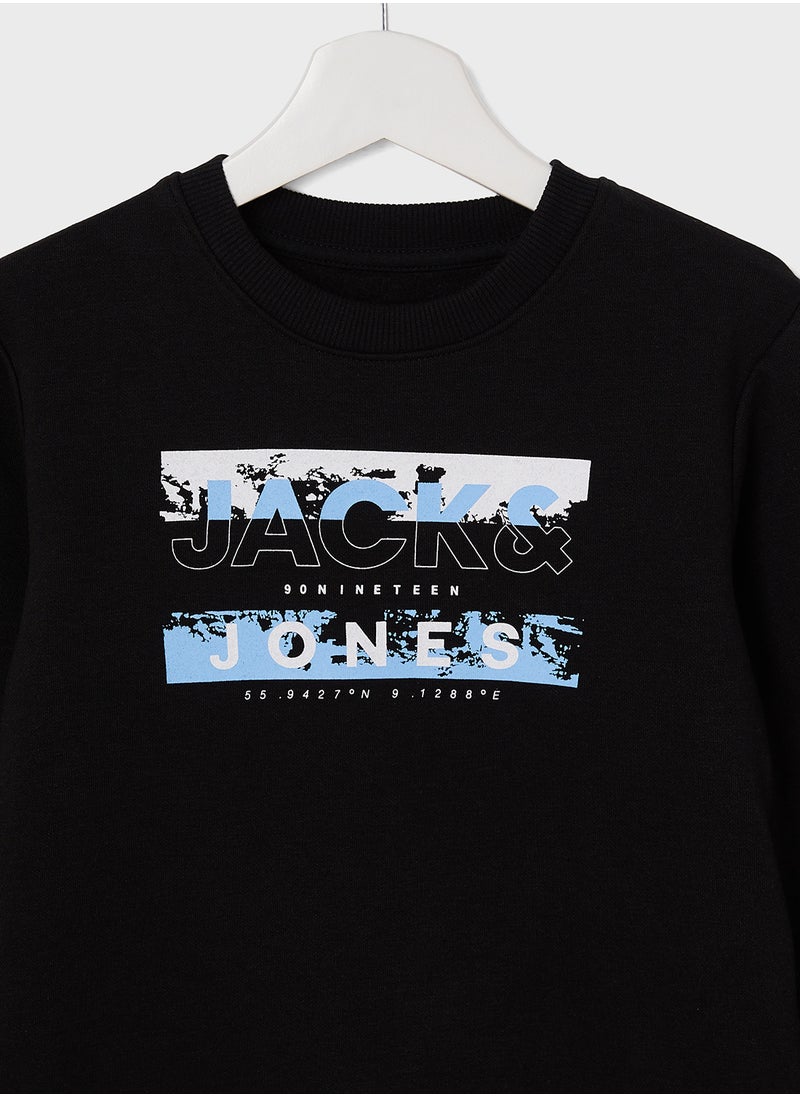 Jack & Jones Junior - Kids Graphic Print Crew Neck Sweatshirt - Image 1