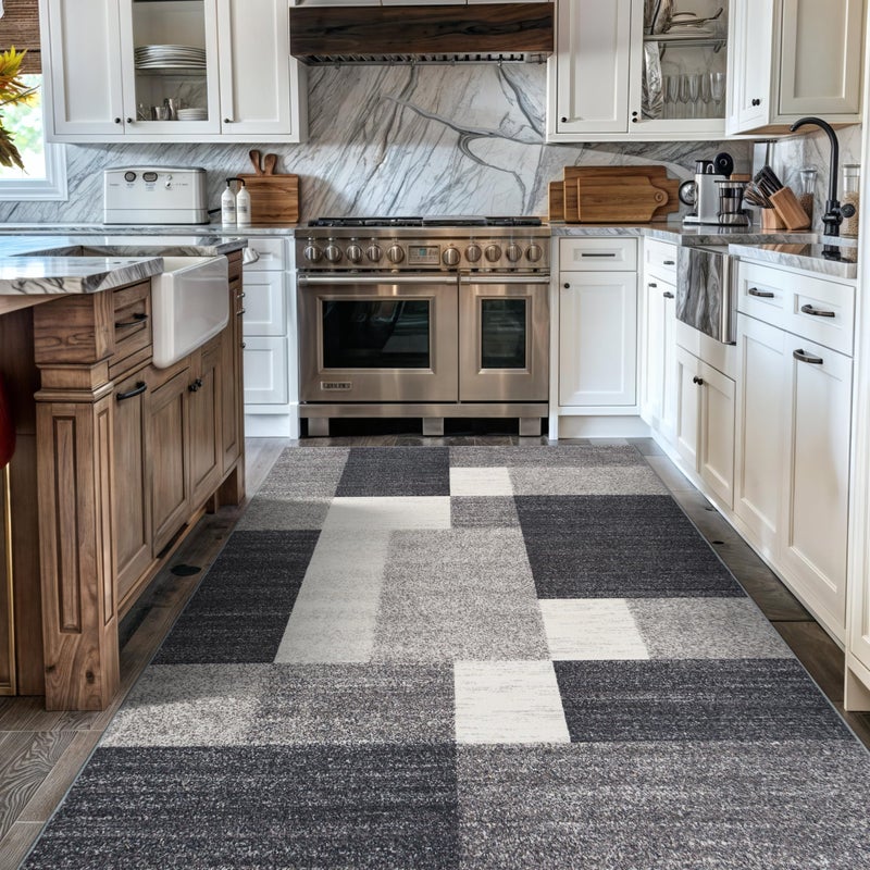 Rugshop Modern Boxes Design Non-Slip (Non-Skid) Area Rug 5 X 7 (5' 3" X 7' 3") Gray - Image 1