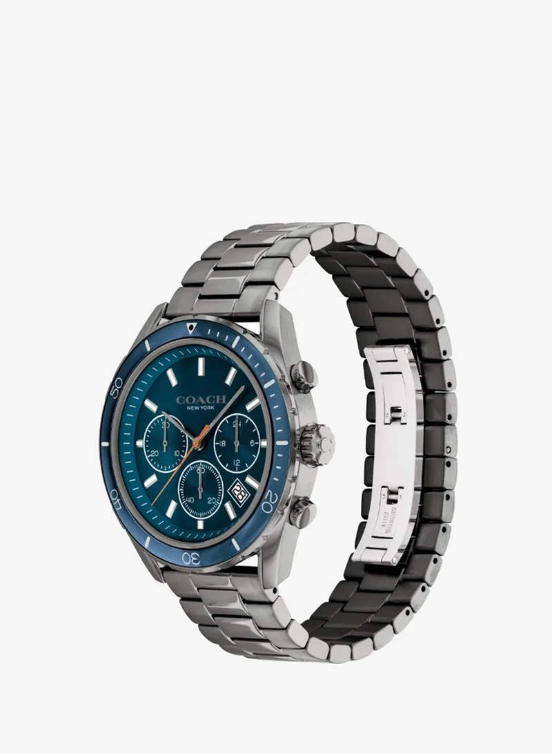 Coach  Men's Quartz Chronograph Watch, Blue Dial, Grey Stainless Steel Strap for Men | Best Price UAE