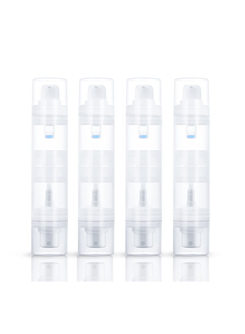 SYOSI 4 Pack Double Head Cosmetic Vacuum Bottle Plastic Airless Pump Lotion Container Dispenser Fine Mist Spray Bottle For Emulsion Cream Essence Perfume Toiletries 10ml+10ml Clear - Image 1