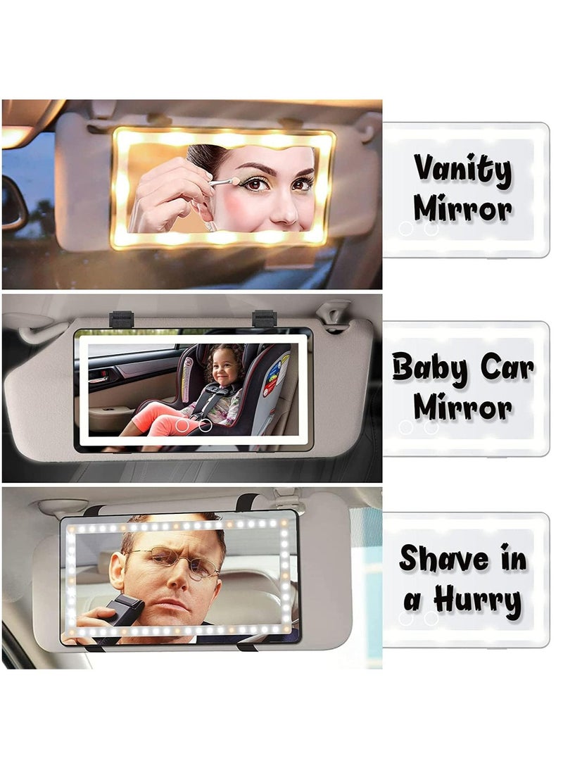 Arabest Car Visor Vanity Mirror With Led Lights, Car Mirror Light Rechargeable Makeup Mirror With 3 Light Modes, Car Visor Mirror, Car Vanity Mirror For Car Truck SUV, White - Image 5
