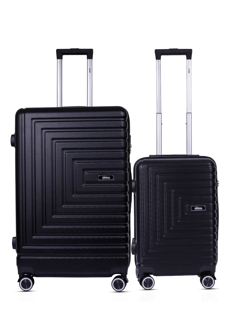 منيك طقم حقائب سفر مكون من قطعتين | حقيبة يد - 20 بوصة، حقيبة متوسطة - 24 بوصة | حقيبة ترولي صلبة بمقبض ناعم وقفل أمان | عجلات مزدوجة دوارة 360 درجة | أسود