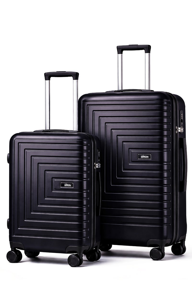 MNUK Pilgrimage Set of 2 Luggage | Cabin-20 Inch, Medium-24 Inch|Hardside Soft Handle Trolley with TSALock |Double 360° 4 Wheeler| Black - Image 1