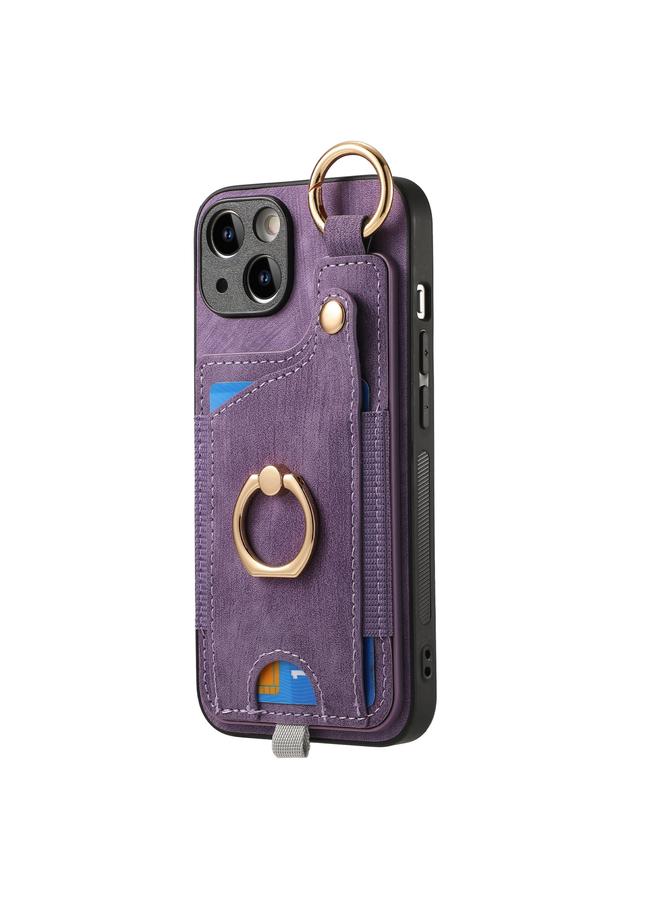 S-TOP Case For iPhone 15 Pro Max Retro Skin-feel Ring Card Bag Phone Case with Hang Loop - Image 1