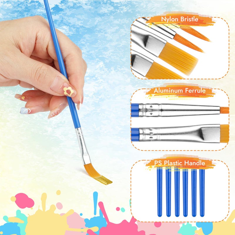 MOWPOG Small Paint Brushes Bulk, 88 pcs Nylon Hair Brushes, Flat Tip Round Acrylic Paint Brushes, Paint Brush Set, Artist Paintbrushes for Kids Adult Acrylic Oil Watercolor Canvas Face Nail Art Painting - Image 3