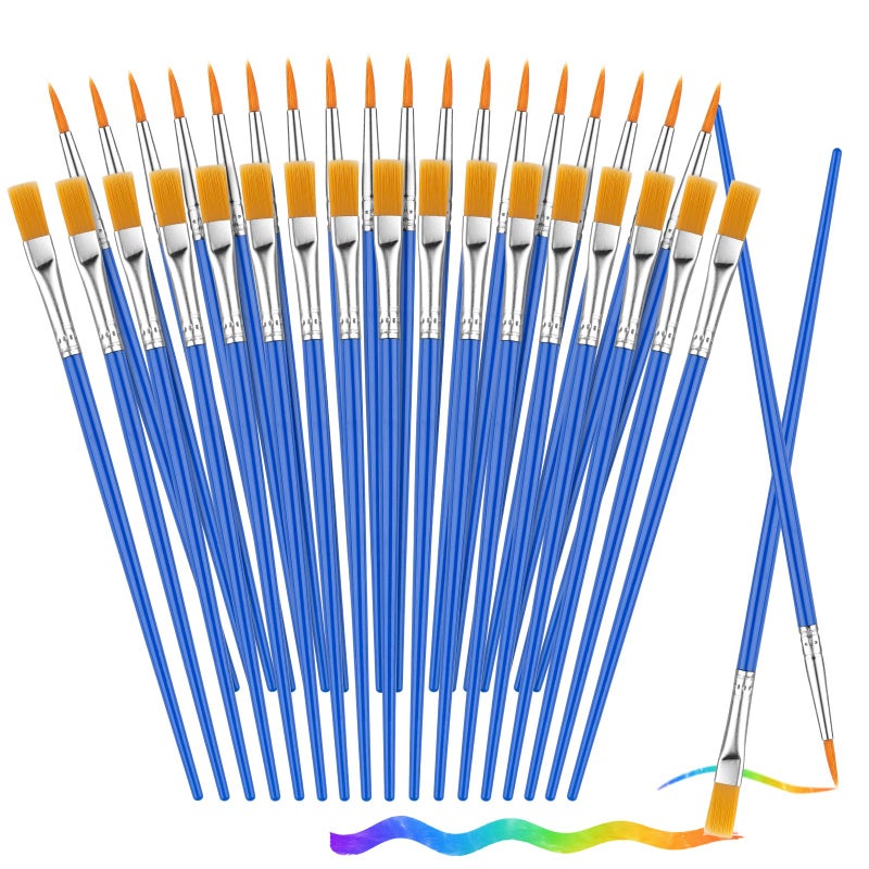 MOWPOG Small Paint Brushes Bulk, 88 pcs Nylon Hair Brushes, Flat Tip Round Acrylic Paint Brushes, Paint Brush Set, Artist Paintbrushes for Kids Adult Acrylic Oil Watercolor Canvas Face Nail Art Painting - Image 1
