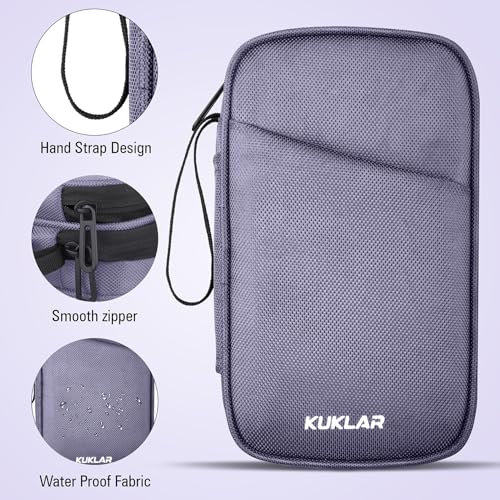 KUKLAR Travel Organizer Pouch Premium Zippered Case with Wrist Strap, Multi Pocket Storage Bag for Passport Documents, Cables Gadgets & Accessories Lightweight Durable & Portable(Grey) - Image 5