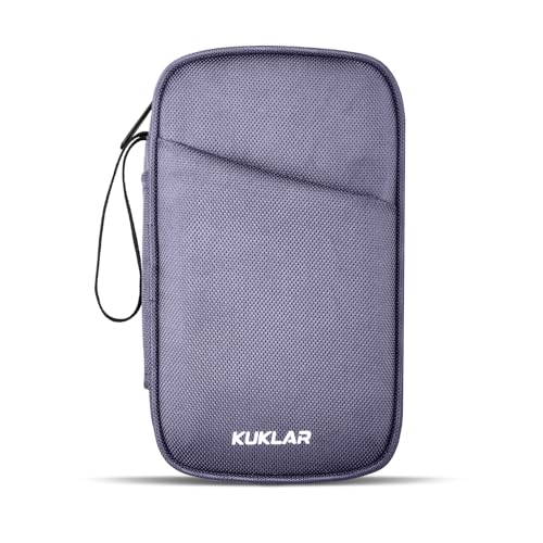 KUKLAR Travel Organizer Pouch Premium Zippered Case with Wrist Strap, Multi Pocket Storage Bag for Passport Documents, Cables Gadgets & Accessories Lightweight Durable & Portable(Grey) - Image 1