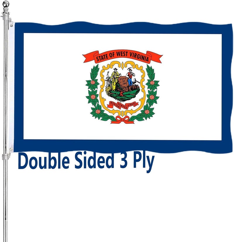 ARSOF West Virginia State Flag 3x5 Outdoor Double Sided WV State Flag Heavy Duty Vivid Colors State of West Virginia Flags 3 Ply with Durable Canvas Header and 2 Brass Grommets - Image 1