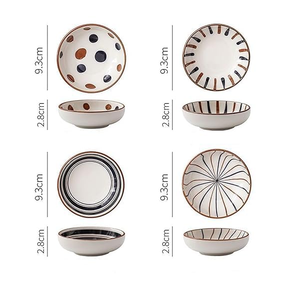 NAIDEV Ceramic Dip Bowls Set Dipping Sauce Bowls Elegant Matte Serving HandPainted Dinnerware Dish Set Sauce Seasoning Chutney Soy Dipping Bowl Dessert Plates SetSet of 6 - Image 2