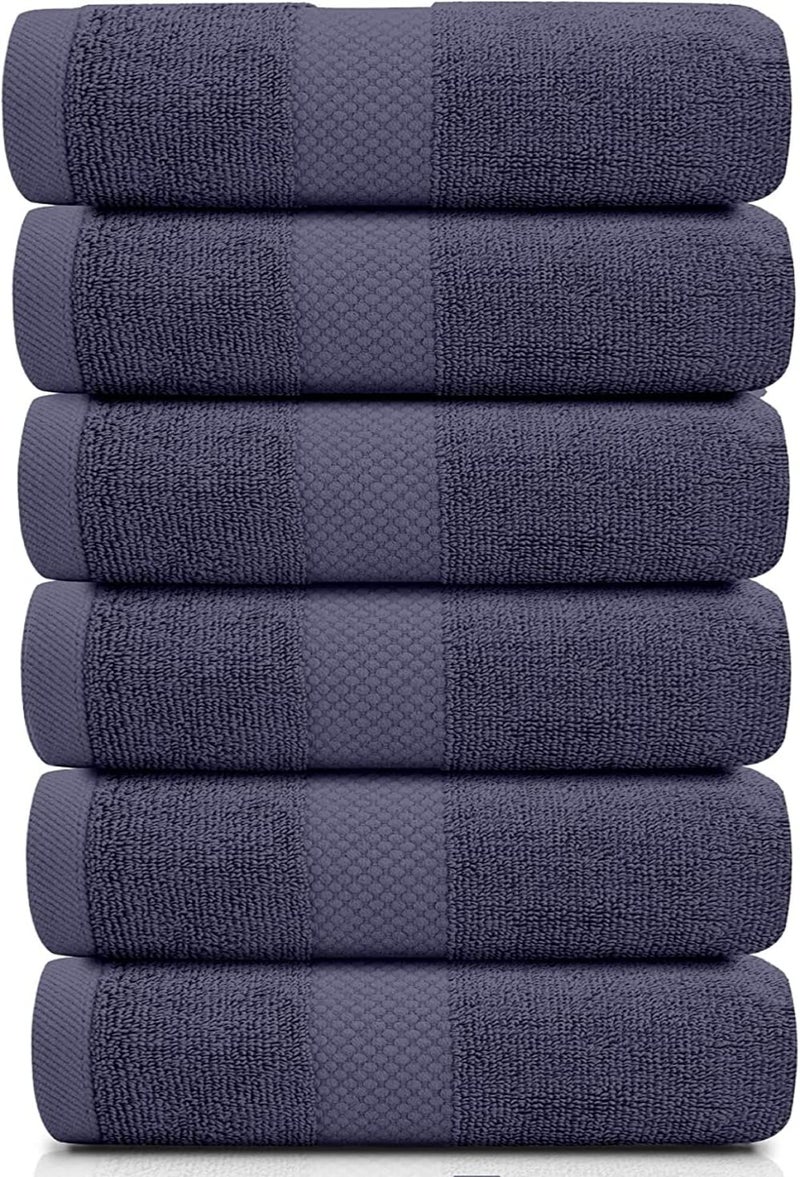 White Classic Luxury Hand Towels | Cotton Hotel spa Bathroom Towel | 16x30 | 6 Pack | Navy Blue - Image 2