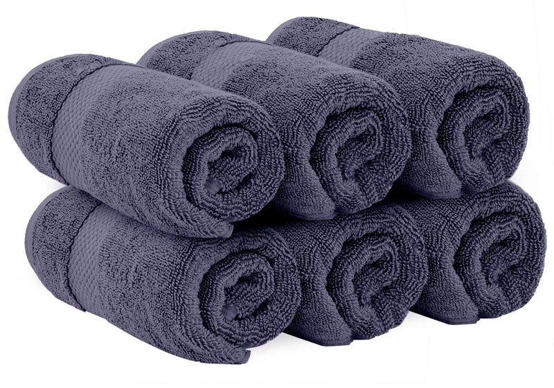 White Classic Luxury Hand Towels | Cotton Hotel spa Bathroom Towel | 16x30 | 6 Pack | Navy Blue - Image 3
