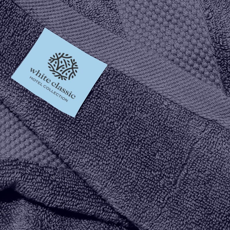 White Classic Luxury Hand Towels | Cotton Hotel spa Bathroom Towel | 16x30 | 6 Pack | Navy Blue - Image 5