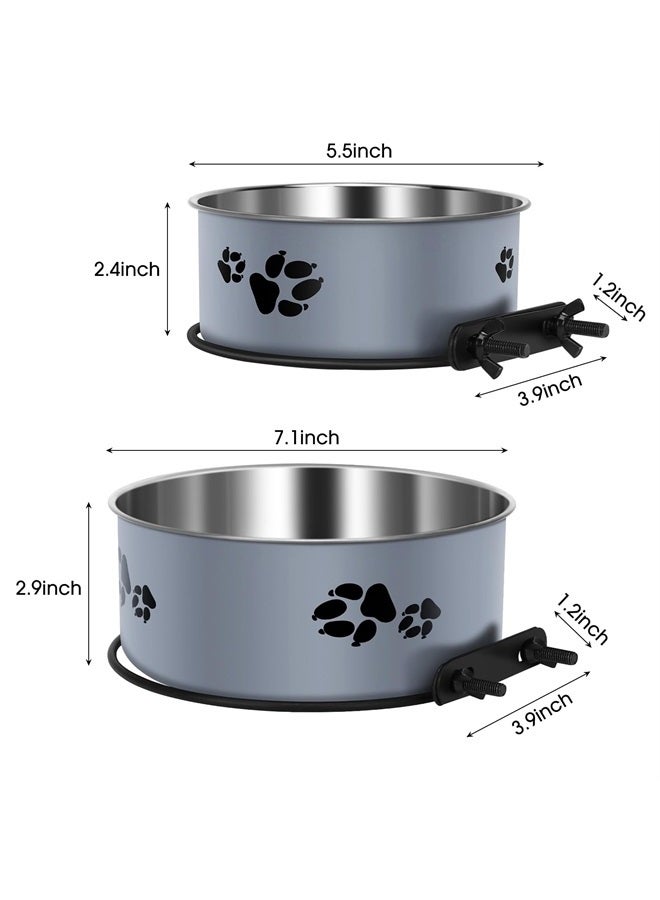 ShineMe Kennel Water Bowl, ShineMe Stainless Steel Pet Food and Water Feeder Dishes - Attachable Dog Crate Bowls Hanging 2 Pack No Spill for Medium & Large Dogs (7.1x2.9” & 5.5x2.4”) - Image 2