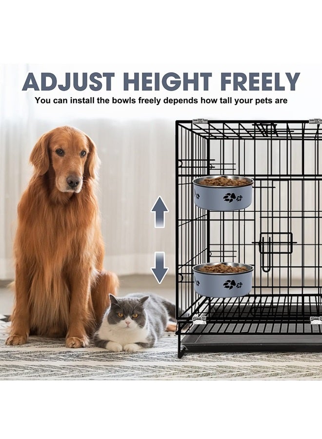 ShineMe Kennel Water Bowl, ShineMe Stainless Steel Pet Food and Water Feeder Dishes - Attachable Dog Crate Bowls Hanging 2 Pack No Spill for Medium & Large Dogs (7.1x2.9” & 5.5x2.4”) - Image 4