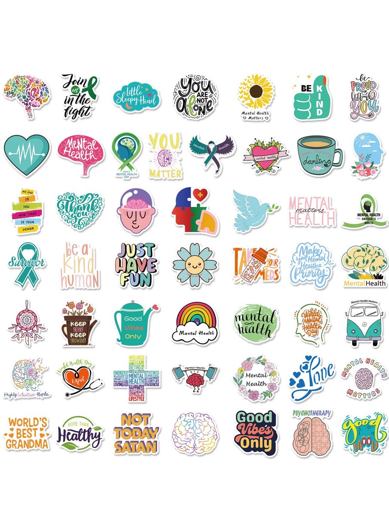 ORAINBOW Mental Health Stickers Mental Health Matters Stickers 50pcs Mental Health Decals Vinyl Waterproof Stickers for Water Bottle Laptop Phone Therapist Gifts Mental Health Items Bulk for Adult Teens Kids - Image 2