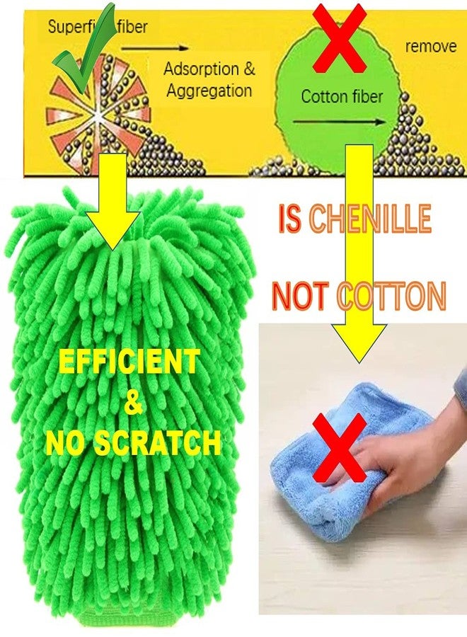 QUALIALL, Green Chenille Microfiber Dusting Mitt, 10.5x8 Inch, Electrostatic, Reusable, Scratch-Free, No-Dust Fly Duster for Sensitive Surfaces - Image 5