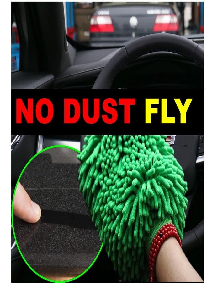 QUALIALL, Green Chenille Microfiber Dusting Mitt, 10.5x8 Inch, Electrostatic, Reusable, Scratch-Free, No-Dust Fly Duster for Sensitive Surfaces - Image 2