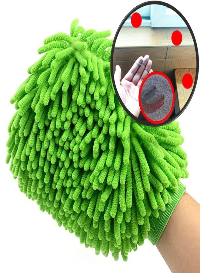 QUALIALL, Green Chenille Microfiber Dusting Mitt, 10.5x8 Inch, Electrostatic, Reusable, Scratch-Free, No-Dust Fly Duster for Sensitive Surfaces - Image 1