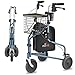 NOVA Traveler Folding 3Wheel Walker with Tray Basket Pouch Cup Holder Lightweight Mobility Aid for Seniors Adults 8 AllTerrain Wheels for Tight Spaces Travel Blue - Image 1