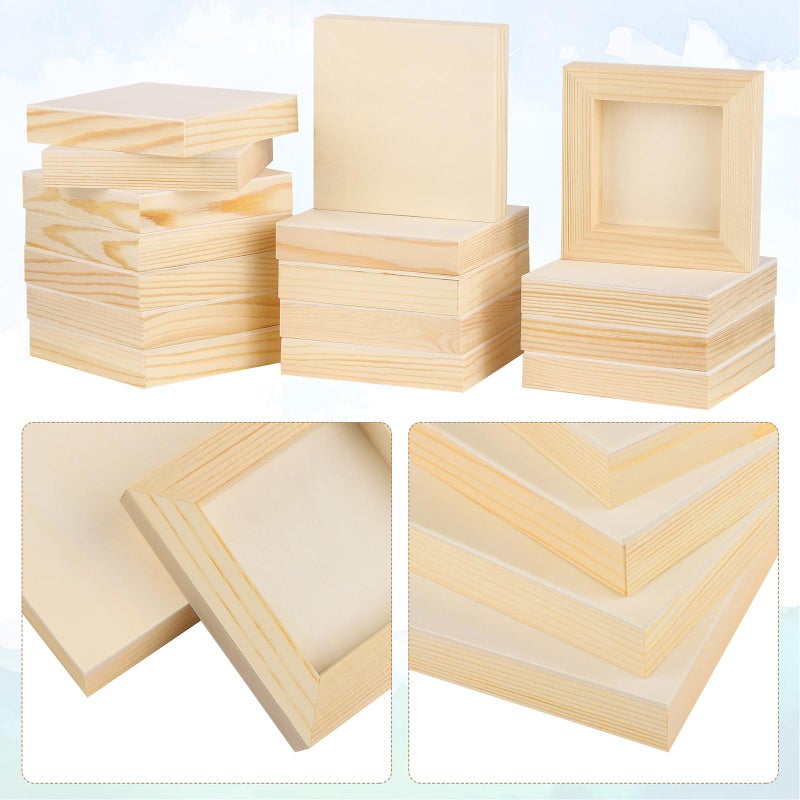 Aodaer 16 Pack Wood Panels 4 x 4 Inch Wooden Panels Canvas Unfinished Craft Wood Boards Panels for Art Crafts Acrylic and Oil Painting Pouring DIY Projects - Image 3