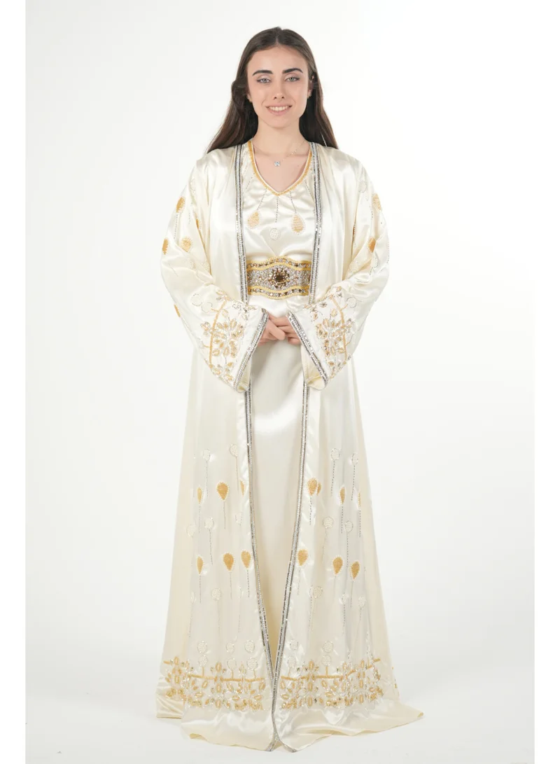 AL BENT AL SHARQIEH embroidered satin kaftan dress