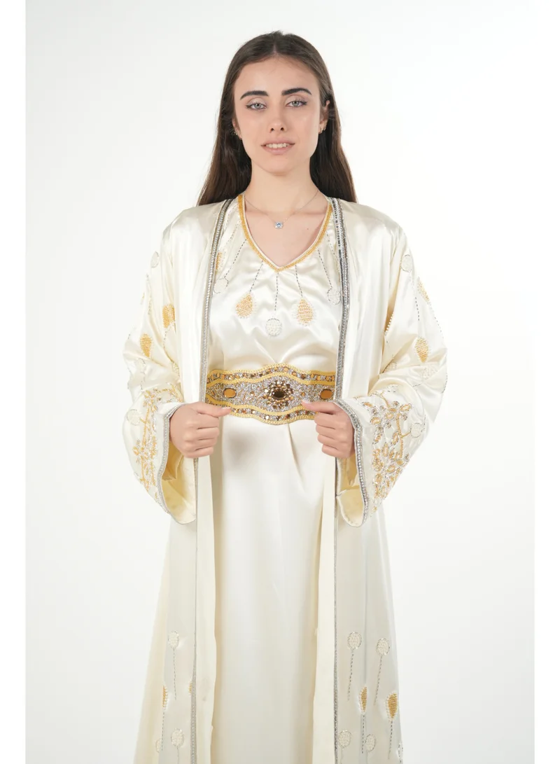 AL BENT AL SHARQIEH embroidered satin kaftan dress