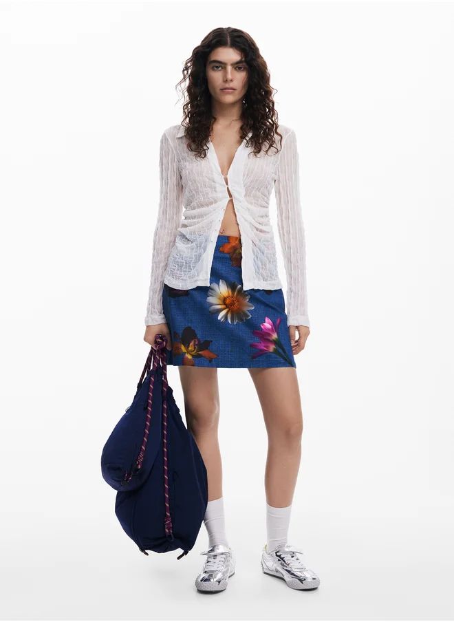 DESIGUAL Long Embroidered Skirt