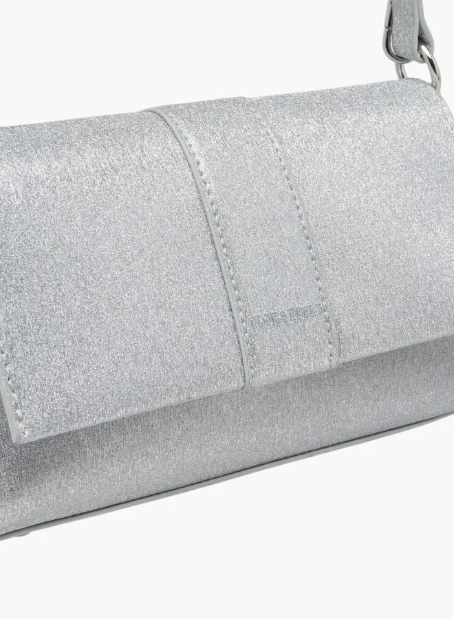 Flora Bella By Shoexpress Women Textured Shoulder Bag with Magnetic Button Closure