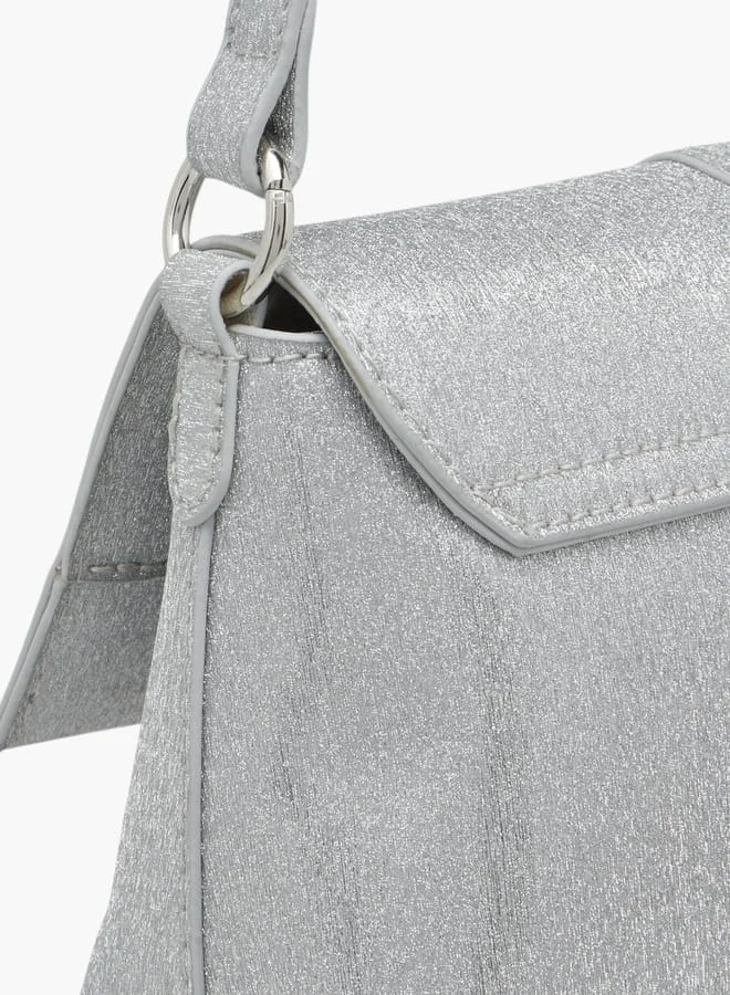 Flora Bella By Shoexpress Women Textured Shoulder Bag with Magnetic Button Closure