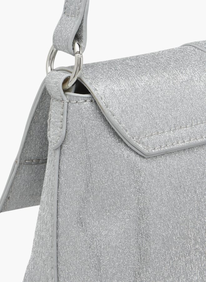 Flora Bella By Shoexpress Women Textured Shoulder Bag with Magnetic Button Closure  - Image 5