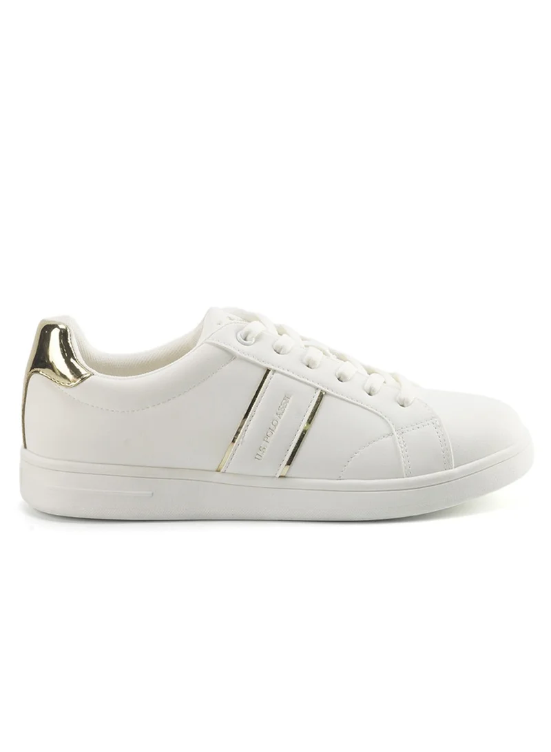 U.S. Polo Assn. Women's White Sneakers with Metallic Accents – Sleek Design for Modern Casual Style