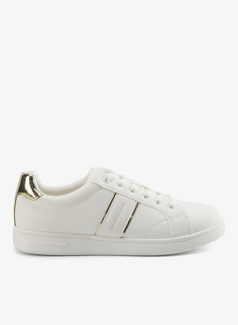 Women's White Sneakers with Metallic Accents – Sleek Design for Modern Casual Style