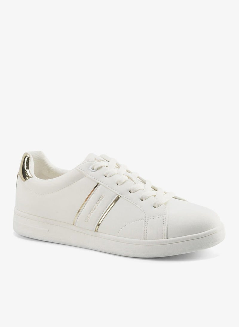 U.S. Polo Assn. Women's White Sneakers with Metallic Accents Shoes - Sleek Design Shoes for Modern Casual Style - Image 3