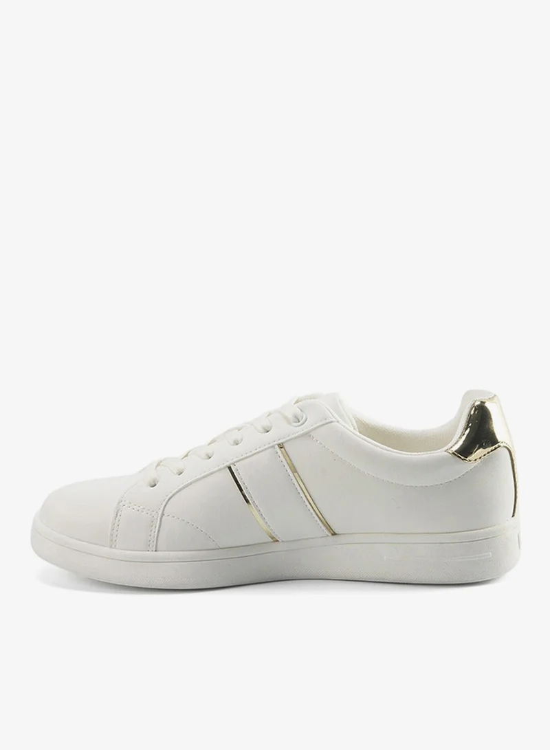 U.S. Polo Assn. white Women's White Sneakers with Metallic Accents Shoes - Sleek Design Shoes for Modern Casual Style for Women | Best Price UAE