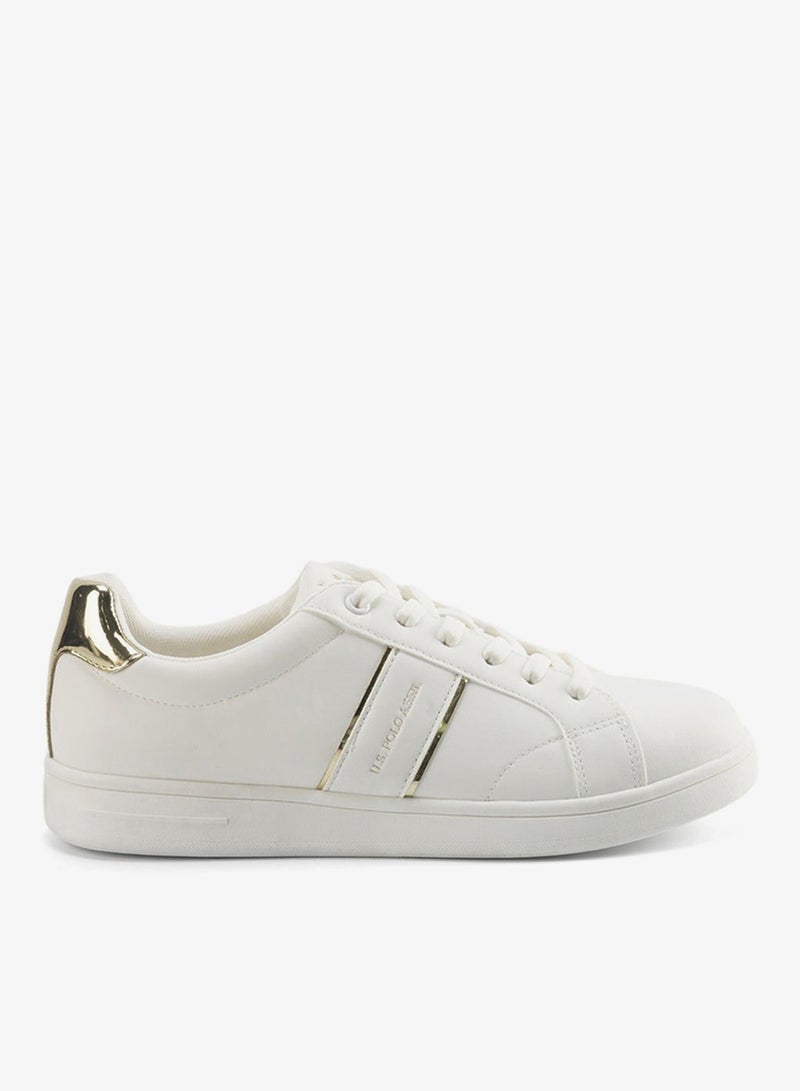 U.S. Polo Assn. Women's White Sneakers with Metallic Accents Shoes - Sleek Design Shoes for Modern Casual Style - Image 2