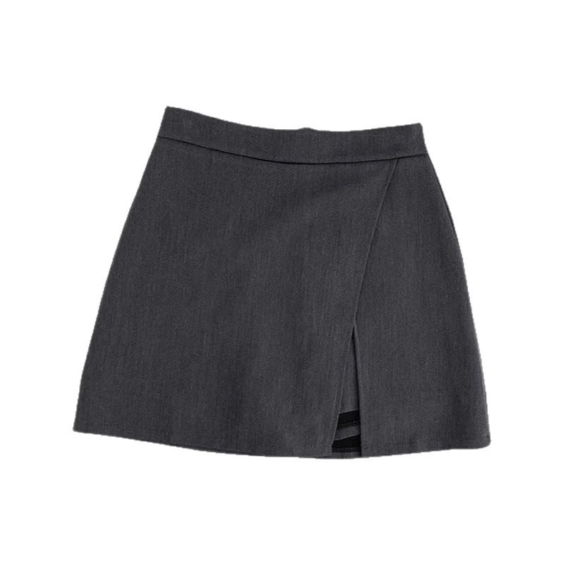 Women's High-Waist A-Line Short Skirt with Zipper, Solid Color Polyester - Image 5