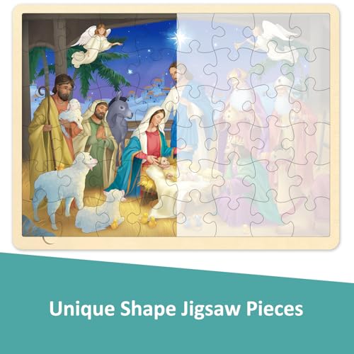 MoinKidz Wooden Nativity Puzzle 48 Piece Puzzles for Kids Ages 35 Nativity Set Christmas Puzzle for Kids Ages 48 - Image 5