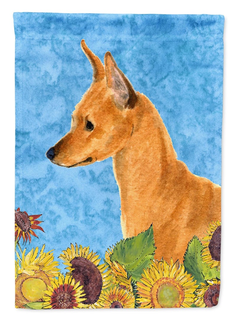 Caroline's Treasures SS4235GF Min Pin in Summer Flowers Garden Flag Mailbox Flag Decorative Yard Flag Banner Outside Patio Artwork Yard Flower Beds  Garden Size  Multicolor - Image 1