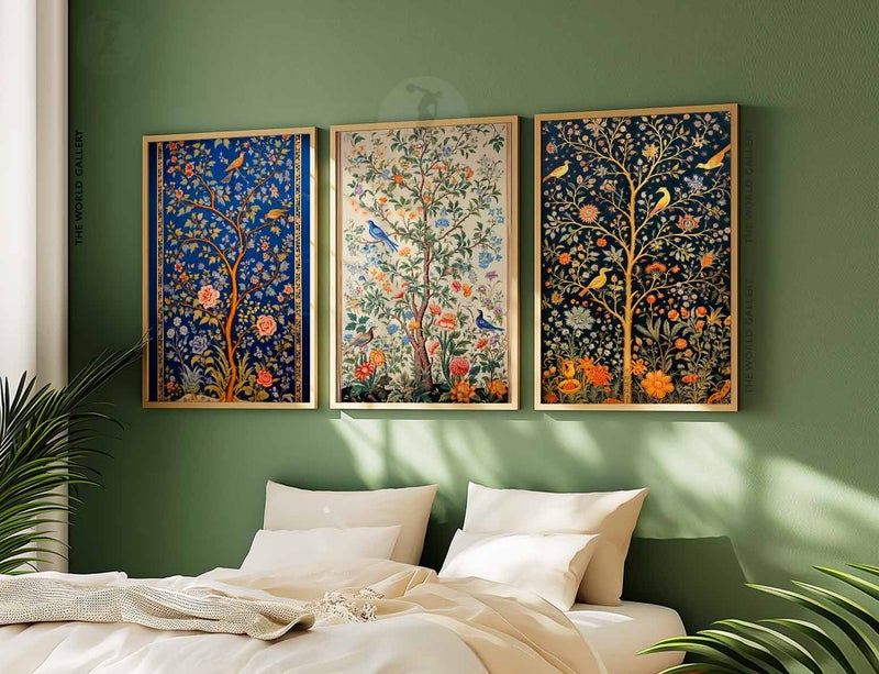 TNESSENTIAL Indian Floral Set of 3 Prints, Indian Decor, Floral Wall Art, Vintage Cultural Art, Wall Art Decor, Traditional Pichwai Art, Indian Gift - Image 4