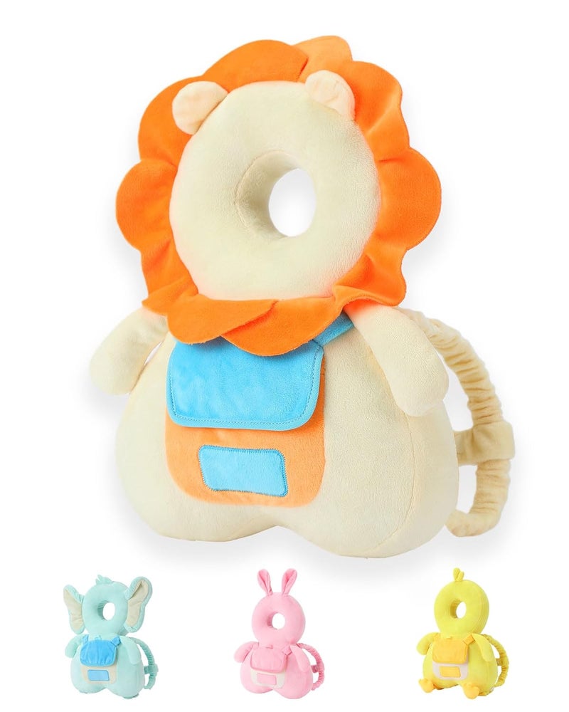 JunNeng Baby Head Protector Backpack with Squeaker，Toddler Head Safety Protection Cushion, Yellow Lion - Image 1