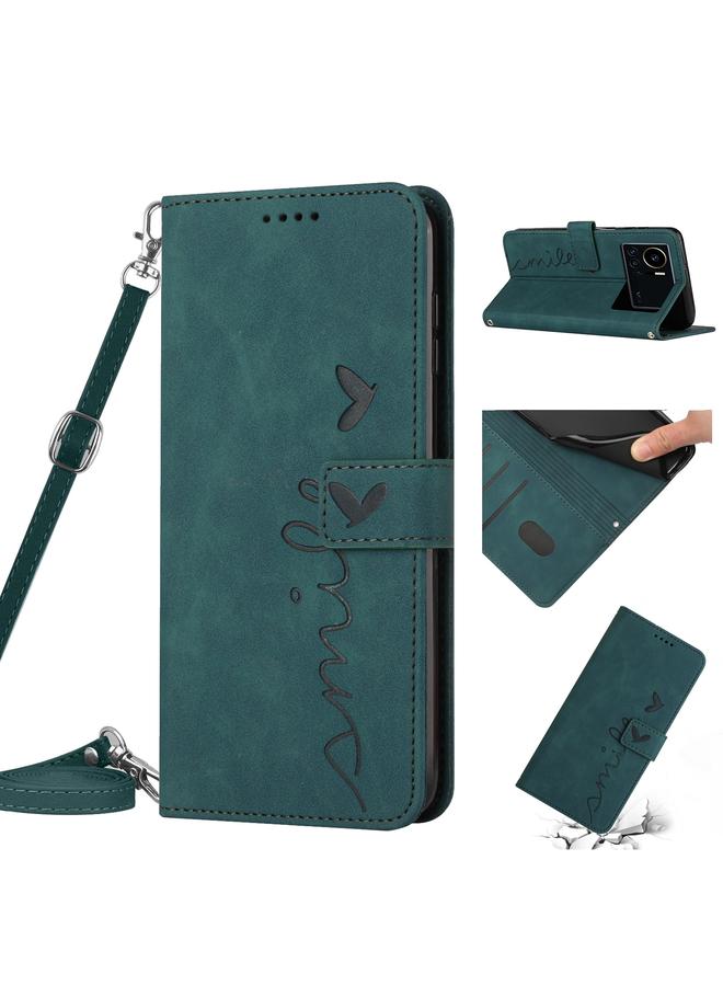 Zaboon Case For Infinix Note 12 VIP Skin Feel Heart Pattern Leather Phone Case with Lanyard - Image 1