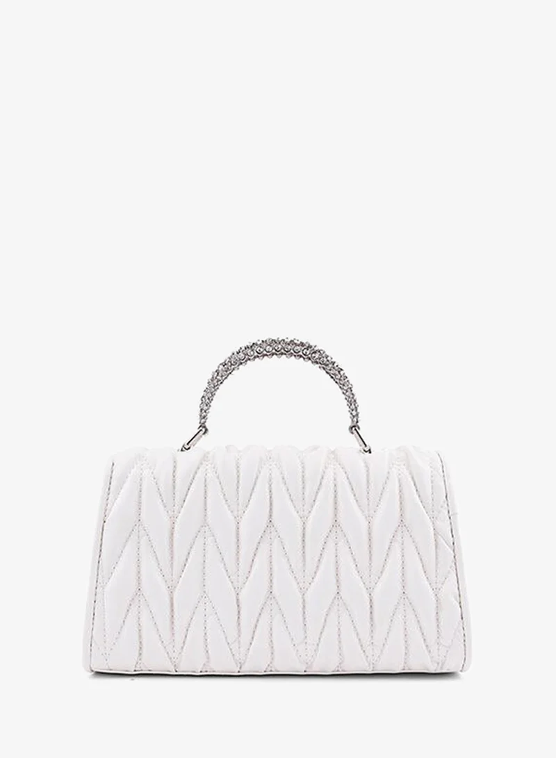 Cuple White Cuple Textured Zip Shoulder Bag for Women | Best Price UAE