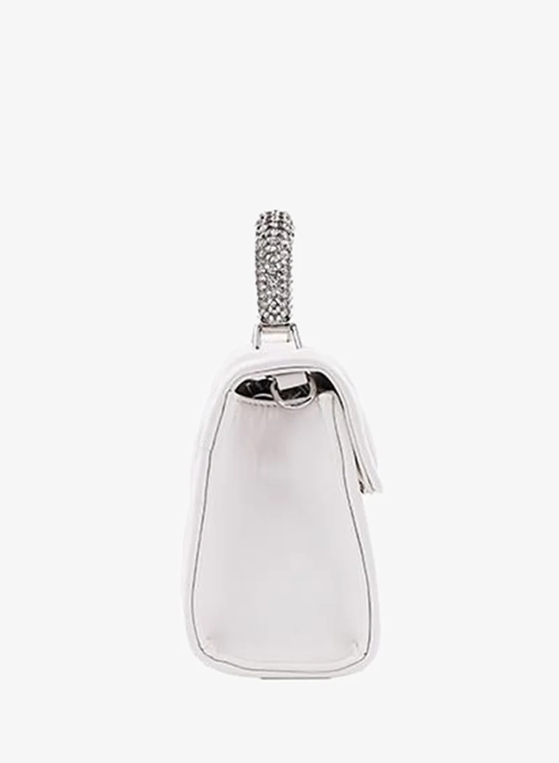 Cuple White Cuple Textured Zip Shoulder Bag for Women | Best Price UAE