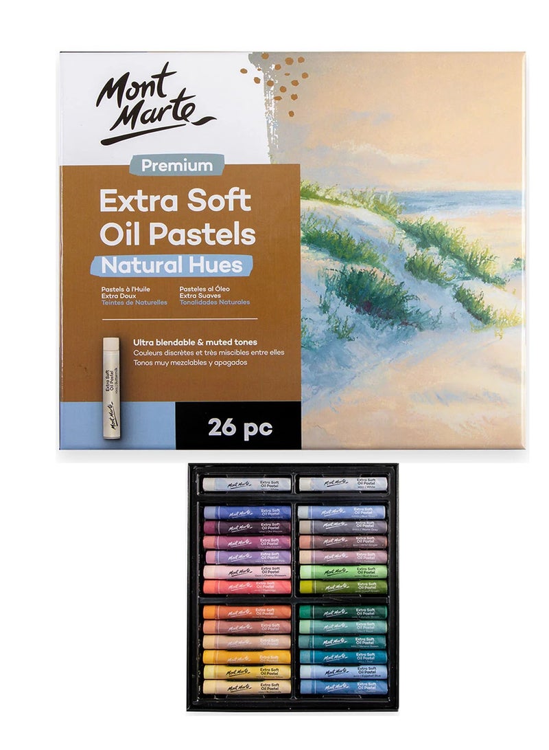 Mont Marte 26-Piece Premium Extra Soft Oil Pastels Natural Hues - Image 1